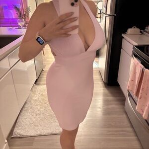 Fashion nova purple bandage Halter style Dress open back